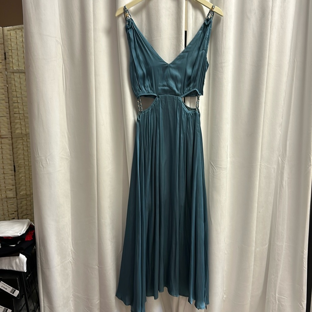 Grecian style midi dress in teal with rope detail by reset by Jane
